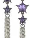 Betsey Johnson Iconic Celestial Crystal Heart And Tassel Linear Earrings