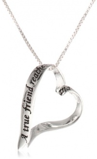Sterling Silver Ribbon Heart A True Friend Reaches For Your Hand and Touches Your Heart Pendant Necklace, 18 Sterling Silver Ribbon Heart A True Friend Reaches For Your Hand and Touches Your Heart Pendant Necklace, 18