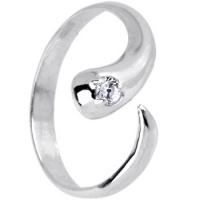Sterling Silver 925 Cubic Zirconia Solitaire Flare Adjustable Toe Ring Sterling Silver 925 Cubic Zirconia Solitaire Flare Adjustable Toe Ring
