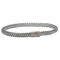 925 Silver Byzantine Bracelet with 18k Gold Accents- 7.5 IN 925 Silver Byzantine Bracelet with 18k Gold Accents- 7.5 IN
