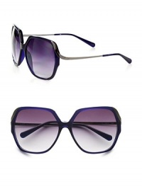 A glamourous, plastic style with chic metal accented end pieces and temples. Available in dark tortoise with brown gradient lens or royal blue with smoke gradient lens. Logo temples100% UV protectionImported A glamourous, plastic style with chic metal accented end pieces and temples. Available in dark tortoise with brown gradient lens or royal blue with smoke gradient lens. Logo temples100% UV protectionImported