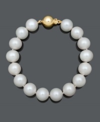 Prettify your look with polished pearls. Bracelet features AA+ cultured freshwater pearls (11-12 mm) with a 14k gold ball clasp. Approximate length: 7-1/2 inches. Prettify your look with polished pearls. Bracelet features AA+ cultured freshwater pearls (11-12 mm) with a 14k gold ball clasp. Approximate length: 7-1/2 inches.