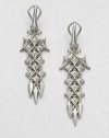From the Superstud Collection. A graphic combination of spikes and studs and daggers creates the striking shaping of this dramatic drop design of polished sterling silver.Sterling silverLength, about 2.25Post-and-hinge back with 14k yellow gold postImported