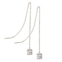 Studio 925 Princess White CZ Sterling Silver Threader Earrings