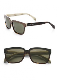 Fashion meets industry in this ultra-chic, metal accented acetate design. Available in havana horn with brown lens. Logo temples100% UV protectionMade in Italy Fashion meets industry in this ultra-chic, metal accented acetate design. Available in havana horn with brown lens. Logo temples100% UV protectionMade in Italy