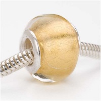 Murano Style Glass Gold Foil Lampwork Bead Fits Pandora 14mm (1) Murano Style Glass Gold Foil Lampwork Bead Fits Pandora 14mm (1)