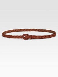 Woven leather comes together flawlessly with a textured buckle for must-have, bohemian appeal.About 2 wideLeatherImported Woven leather comes together flawlessly with a textured buckle for must-have, bohemian appeal.About 2 wideLeatherImported