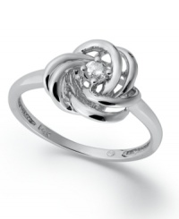 The look of love. Swirls of 14k white gold surrounding a round-cut diamond (1/10 ct. t.w.) turn Wrapped in Love's™ knot-shaped ring into a timeless piece. The look of love. Swirls of 14k white gold surrounding a round-cut diamond (1/10 ct. t.w.) turn Wrapped in Love's™ knot-shaped ring into a timeless piece.