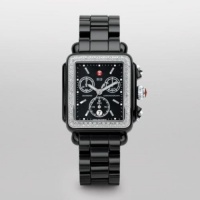 Michele Woman's MWW06F000001 Deco Ceramic Black Diamond Watch Michele Woman's MWW06F000001 Deco Ceramic Black Diamond Watch