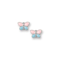 Sterling Silver Children's Pink and Blue Butterfly Earrings Sterling Silver Children's Pink and Blue Butterfly Earrings