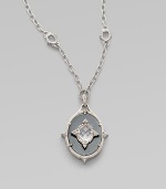 From the Oasis Collection. A gorgeous design of textured sterling silver punctuated by oval-shaped hematite, luminous white sapphires, and crystal, suspended from a delicate chain.Hematite, white sapphire, crystalSterling silver Lobster claspPendant length, about 1¼Chain length, about 17 Imported