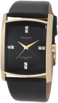 Armitron Men's 204604BKGPBK Swarovski Crystal Accented Gold-Tone Black Leather Strap Watch Armitron Men's 204604BKGPBK Swarovski Crystal Accented Gold-Tone Black Leather Strap Watch