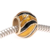 22K Gold Plated Enamel Tiger Stripes Animal Print Large Hole Bead Fits Pandora (1) 22K Gold Plated Enamel Tiger Stripes Animal Print Large Hole Bead Fits Pandora (1)