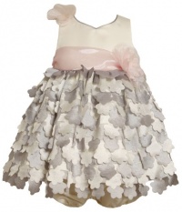Bonnie Baby Baby-Girls Newborn Shantung Bodice Empire Waist Dress With Die Cut Flowers On Skirt, Silver, 3-6 Months Bonnie Baby Baby-Girls Newborn Shantung Bodice Empire Waist Dress With Die Cut Flowers On Skirt, Silver, 3-6 Months