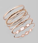 Sterling silver and 18k gold are accented by the sparkle of diamonds in a subtly hammered bangle with a glowing finish of 18k rose goldplating. Diamonds, 0.06 tcw 18k gold and sterling silver with 18k rose goldplating Diameter, about 2½ Imported Please note: Bracelets sold separately.