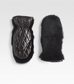 EXCLUSIVELY AT SAKS. Keep cozy and chic in this dyed rabbit style with a quilted palm. Polyester palmImportedFur origin: China 