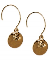 Sweet sparkle, by Jones New York. These lovely drop earrings glisten with glass stones for illuminating style. Crafted in worn gold tone mixed metal. Approximate drop: 1/2 inch. Sweet sparkle, by Jones New York. These lovely drop earrings glisten with glass stones for illuminating style. Crafted in worn gold tone mixed metal. Approximate drop: 1/2 inch.