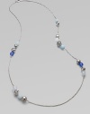 From the Elements Collection. A delicate, sterling silver chain link with smooth blue chalcedony, aquamarine, moon quartz and and multi-textural sterling silver beads in a clustered station design. Blue chalcedony, aquamarine, moon quartz Sterling silverLength, about 40Lobster clasp closureImported 