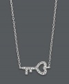A delicate twist on the trendy key pendant. Studio Silver's sideways style features an open-cut heart design accented by sparkling crystals. Set in sterling silver. Approximate length: 16 inches + 2-inch extender. Approximate drop: 1/2 inch.