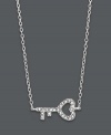 A delicate twist on the trendy key pendant. Studio Silver's sideways style features an open-cut heart design accented by sparkling crystals. Set in sterling silver. Approximate length: 16 inches + 2-inch extender. Approximate drop: 1/2 inch.