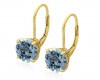Gold Plated Sterling Silver 8mm Round Blue Topaz Earrings