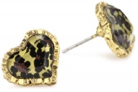Betsey Johnson Crystal Leopard Heart Stud Earrings Betsey Johnson Crystal Leopard Heart Stud Earrings
