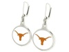 Texas Longhorns UT Collegiate Charm Earring Jewelry. Solid Sterling Silver with Enamel