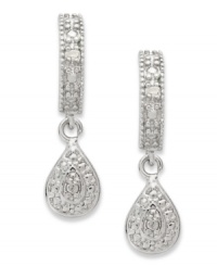 A stunning silhouette. Victoria Townsend's pear drop earrings, set in sterling silver, dazzle with diamond accents. Approximate drop: 3/4 inch. Approximate width: 1/4 inch. A stunning silhouette. Victoria Townsend's pear drop earrings, set in sterling silver, dazzle with diamond accents. Approximate drop: 3/4 inch. Approximate width: 1/4 inch.