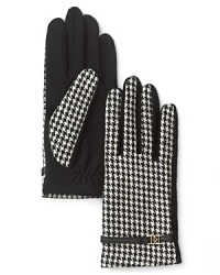 Lauren Ralph Lauren's leather-belted gloves are rendered in a black-and-white houndstooth print for classic style. Lauren Ralph Lauren's leather-belted gloves are rendered in a black-and-white houndstooth print for classic style.