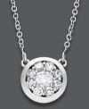 Traditional elegance. Prestige Unity's stunningly-subtle pendant features several round-cut diamonds (1/4 ct. t.w.) in a 14k white gold bezel setting. Approximate length: 18 inches. Approximate drop: 1/4 inch.
