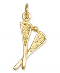 A total catch! This sporty charm includes two traditional lacrosse sticks and a lacrosse ball in polished 14k gold. Chain not included. Approximate length: 1 inch. Approximate width: 2/5 inch. A total catch! This sporty charm includes two traditional lacrosse sticks and a lacrosse ball in polished 14k gold. Chain not included. Approximate length: 1 inch. Approximate width: 2/5 inch.