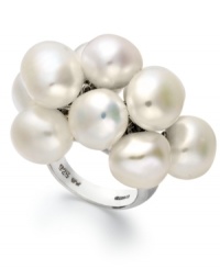 A fun update to the traditional pearl ring, this chic cluster combines cultured freshwater pearls (12-14 mm) for an effervescent aesthetic. Set in sterling silver. Size 7. A fun update to the traditional pearl ring, this chic cluster combines cultured freshwater pearls (12-14 mm) for an effervescent aesthetic. Set in sterling silver. Size 7.