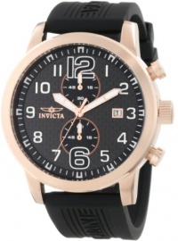 Invicta Men's 11242 Specialty Rose Gold Chronograph Black Carbon Fiber Dial Black Polyurethane Watch