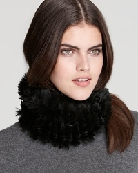 Surell's luxurious rabbit fur loop scarf doubles as a hat and features an adorable pom-pom trim.