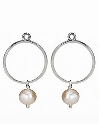 Modern meets classic in PANDORA's sterling silver hoop charms with dangling freshwater pearls. A beautiful complement to french wire or hoop earrings. Modern meets classic in PANDORA's sterling silver hoop charms with dangling freshwater pearls. A beautiful complement to french wire or hoop earrings.