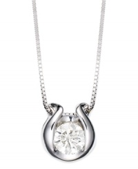 Complement any look with a little sparkle. Sirena's pretty pendant features a 14k white gold bezel setting with a round-cut diamond inside (1/3 ct. t.w.). Approximate length: 18 inches. Approximate drop: 3/4 inch. Complement any look with a little sparkle. Sirena's pretty pendant features a 14k white gold bezel setting with a round-cut diamond inside (1/3 ct. t.w.). Approximate length: 18 inches. Approximate drop: 3/4 inch.