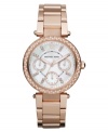 A sweetly feminine watch from Michael Kors with crystal accents for subtle sparkle.