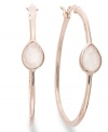 Classic earrings get a sparkly update. Victoria Townsend's stunning hoop earrings feature pear-cut rose quartz (5 ct. t.w.) in 18k gold over sterling silver. Approximate diameter: 1-1/2 inches.