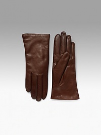 EXCLUSIVELY OURS. Smooth, supple leather with warm cashmere lining. About 10 long Made in Italy
