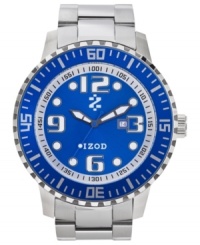 A structured steel watch from Izod that adds a pop of color for extra style. A structured steel watch from Izod that adds a pop of color for extra style.
