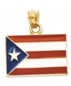 Show pride in your country. This polished red, white and blue enamel Puerto Rico flag is crafted in 14k gold. Chain not included. Approximate length: 4/5 inch. Approximate width: 7/10 inch.