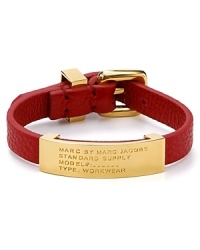 Inspired by surplus style, this MARC BY MARC JACOBS bracelet flaunts a commanding mix of leather and brass. Slip it on to flash your fashion credentials. Inspired by surplus style, this MARC BY MARC JACOBS bracelet flaunts a commanding mix of leather and brass. Slip it on to flash your fashion credentials.