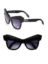 A retro-inspired cat's-eye design is given a dramatic update with a 3D croc pattern. Available in black with smoke gradient lens.Acetate logo temples100% UV protectionMade in Italy A retro-inspired cat's-eye design is given a dramatic update with a 3D croc pattern. Available in black with smoke gradient lens.Acetate logo temples100% UV protectionMade in Italy