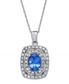 Stylish and stunning. A 14k white gold necklace truly dazzles with a tanzanite (1-1/4 ct. t.w.) pendant offset by diamonds (1/3 ct. t.w.) for an elegant touch. Approximate length: 18 inches. Approximate drop: 1/2 inch.