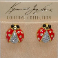 Kenneth Jay Lane Couture Red Enamel and Pave Ladybug Clip Earrings Kenneth Jay Lane Couture Red Enamel and Pave Ladybug Clip Earrings