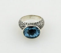 Sterling Silver and Blue Topaz Ring From Bali Size 8