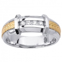 14K Two Tone Gold Hand Braid 4 Stone Diamond Wedding Band (0.12 Cttw, GH Color, SI Clarity) 14K Two Tone Gold Hand Braid 4 Stone Diamond Wedding Band (0.12 Cttw, GH Color, SI Clarity)