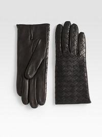 EXCLUSIVELY AT SAKS. Supple leather, woven into a basketweave design with a comfortable palm vent. Nappa leatherWoven backPalm ventCashmere linedMade in Italy EXCLUSIVELY AT SAKS. Supple leather, woven into a basketweave design with a comfortable palm vent. Nappa leatherWoven backPalm ventCashmere linedMade in Italy