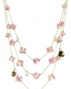 Betsey Johnson Tzarina Princess Pink Flower Bead Multi-Row Necklace