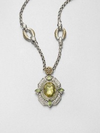 EXCLUSIVELY AT SAKS. From the Irma Collection. A pendant of faceted lemon citrine set in a sterling silver design, surrounded in complimentary peridot stones on a 18k gold accented bale. Lemon citrine and peridotSterling silver18k goldSize, about 2Fixed baleImportedPlease note: Necklace not included. EXCLUSIVELY AT SAKS. From the Irma Collection. A pendant of faceted lemon citrine set in a sterling silver design, surrounded in complimentary peridot stones on a 18k gold accented bale. Lemon citrine and peridotSterling silver18k goldSize, about 2Fixed baleImportedPlease note: Necklace not included.